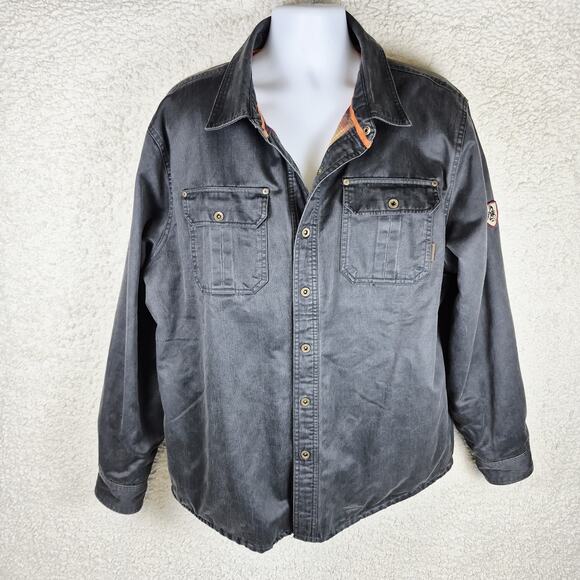 Legendary Whitetails Men XL Flannel-Lined Shirt Jacket Black Plaid Lining DEFECT - Picture 10 of 10